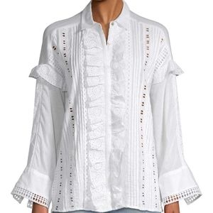 The Kooples White Eyelet Ruffle Blouse